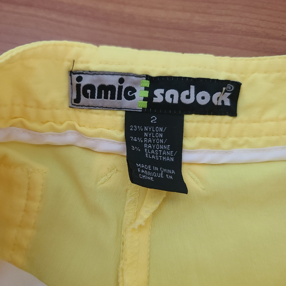 Jamie Sadock Women Golf Shorts‎ Bermuda Yellow Pockets Stretch Size 2 - Picture 6 of 8